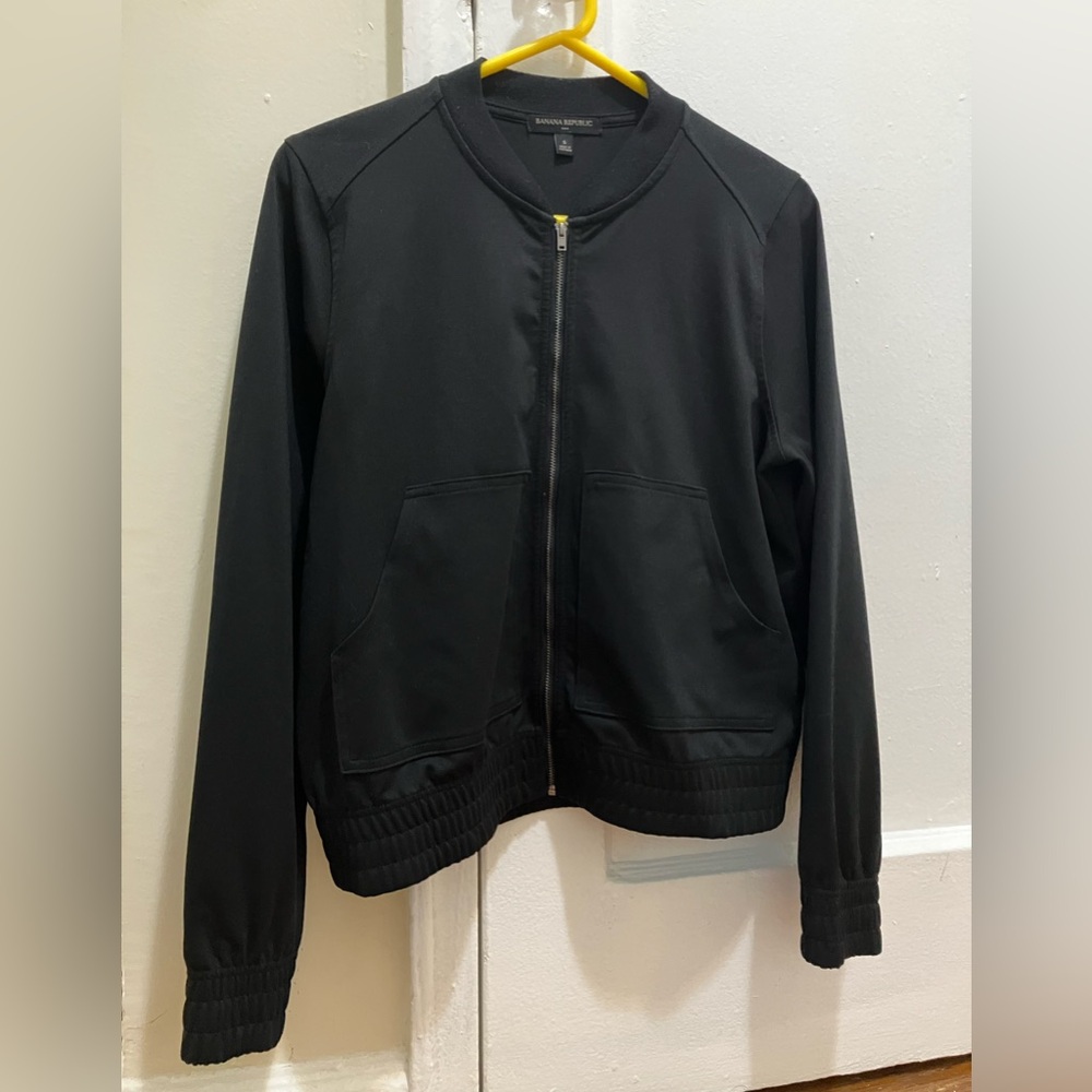 Banana Republic - Black Bomber Zip-Up Jacket Sweater